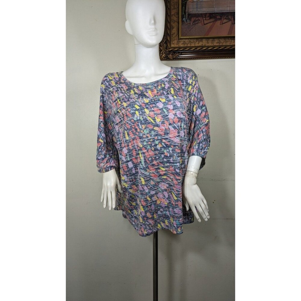 Westbound Women's Multi Color Pastel Confetti Short Sleeve Blouse Plus Size 3X - Picture 8 of 12